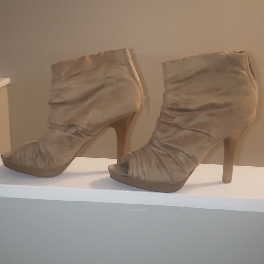 Peep-toe booties with heel